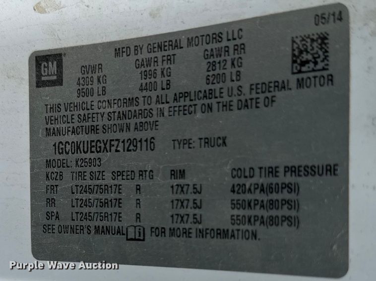 image for item DZ4434 2015 Chevrolet Silverado 2500 pickup truck