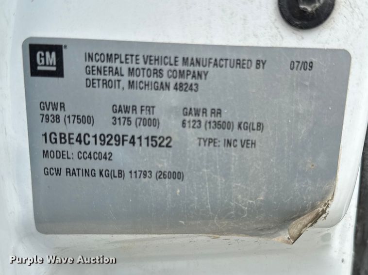 image for item DZ4435 2009 Chevrolet C4500 utility / service truck