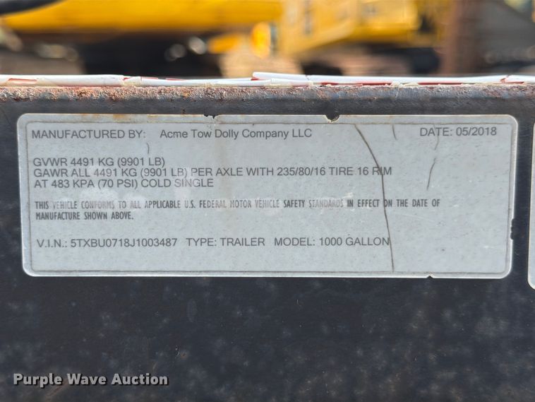 image for item ED5221 2018 Eze-Gas 1000 Gallon fuel trailer