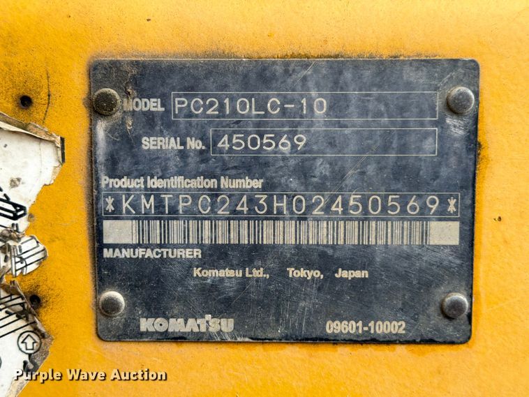 image for item ED5222 2013 Komatsu PC210LC-10 excavator
