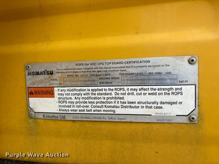 image for item ED5233 2019 Komatsu PC170LC-11 excavator