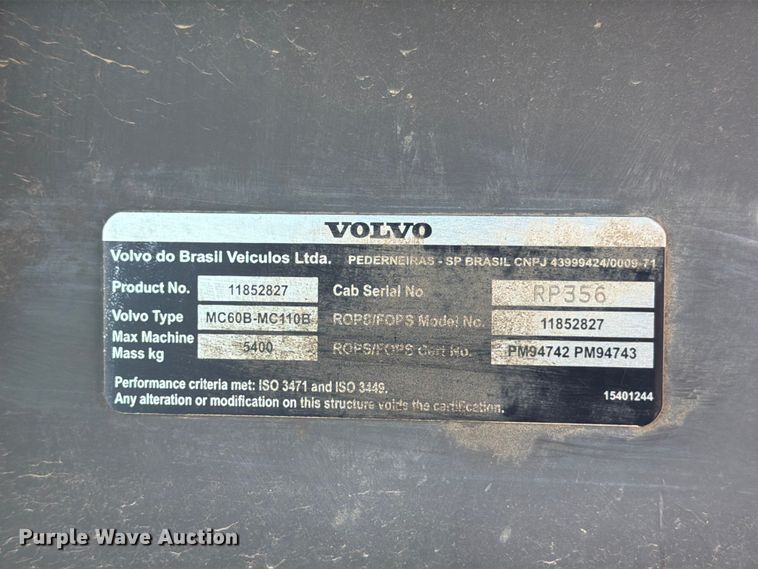 image for item ED5246 2007 Volvo MC70B skid steer loader