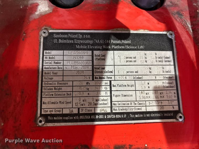 image for item EF1111 2023 Snook 1932ME scissor lift