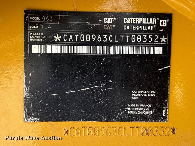 image for item EF1165 2021 Caterpillar 963 track loader