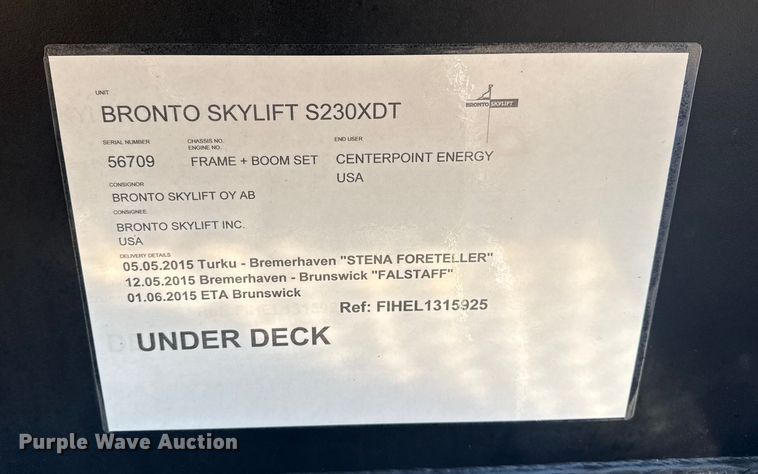 image for item EG1923 2015 Tor Truck, R.P.M. Tech Inc. BC-10610-TS bucket truck