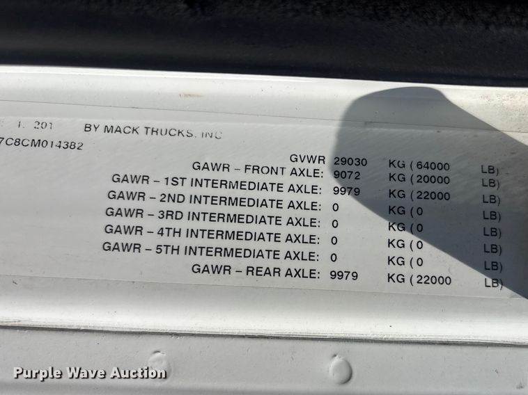 image for item EG8961 2012 Mack GU713 vacuum truck