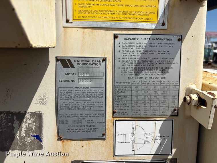 image for item EG9057 1986 Ford LNT8000 Crane truck