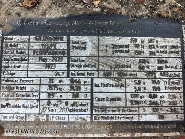 image for item EM8601 2023 Sinoboom 1932ME scissor lift