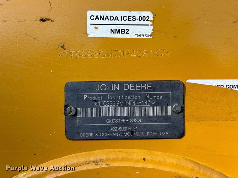 image for item EM8604 2022 John Deere 333G skid steer loader