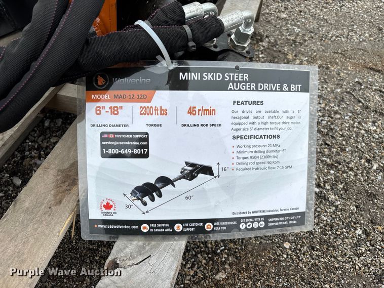 image for item EO4220 Wolverine MAD-12-12D compact utility loader auger
