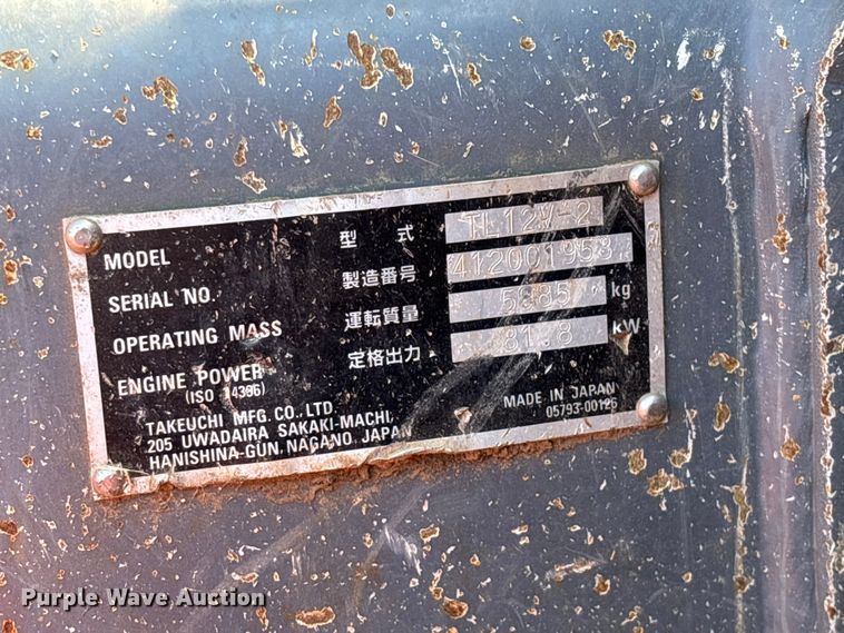 image for item EO4241 2019 Takeuchi TL12V2 tracked skid steer loader