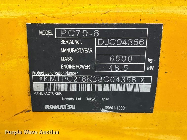 image for item EO4245 Komatsu PC70-8 mini excavator