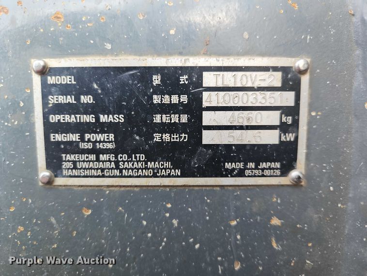 image for item EO7307 2019 Takeuchi TL10V2 tracked skid steer loader