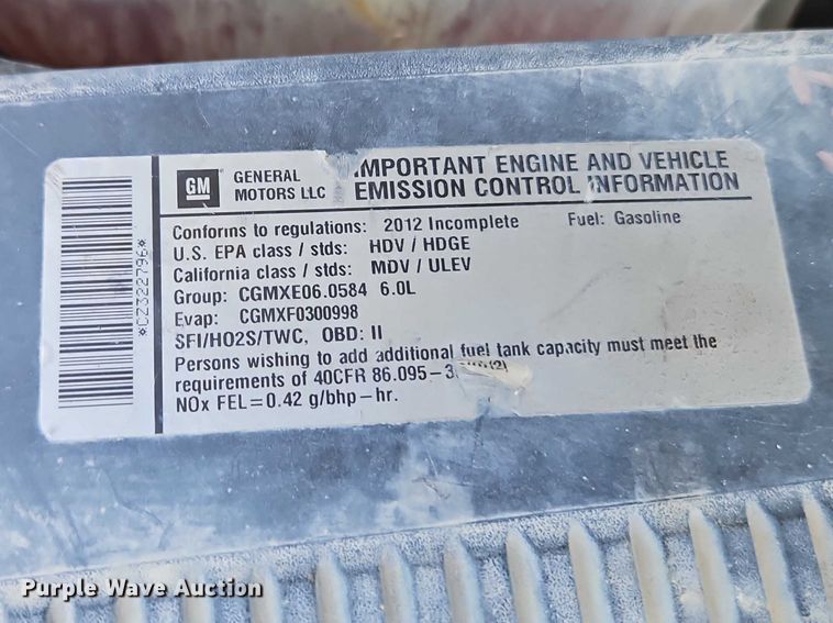 image for item EO7309 2012 Chevrolet Silverado 3500HD Ext. Cab utility bed pickup truck