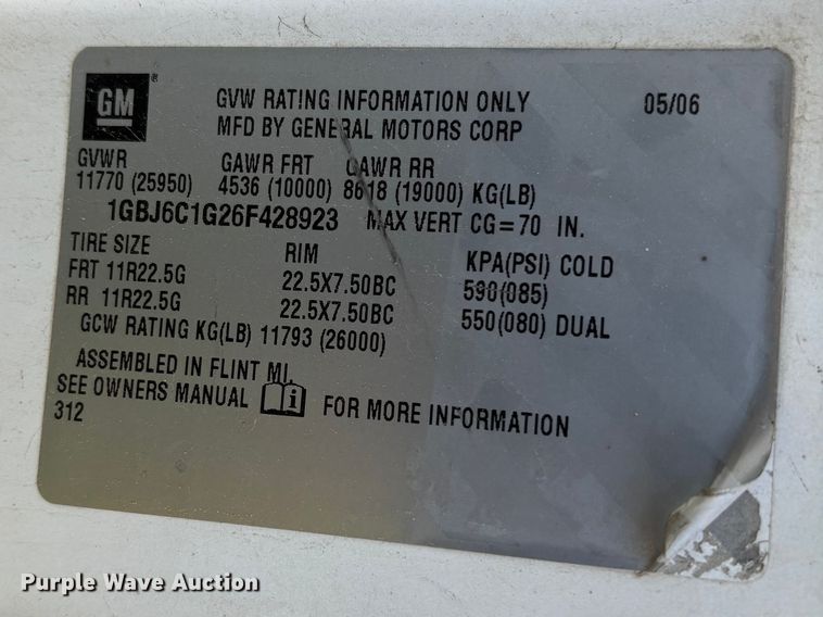 image for item ER7570 2006 Chevrolet C6500 dump truck