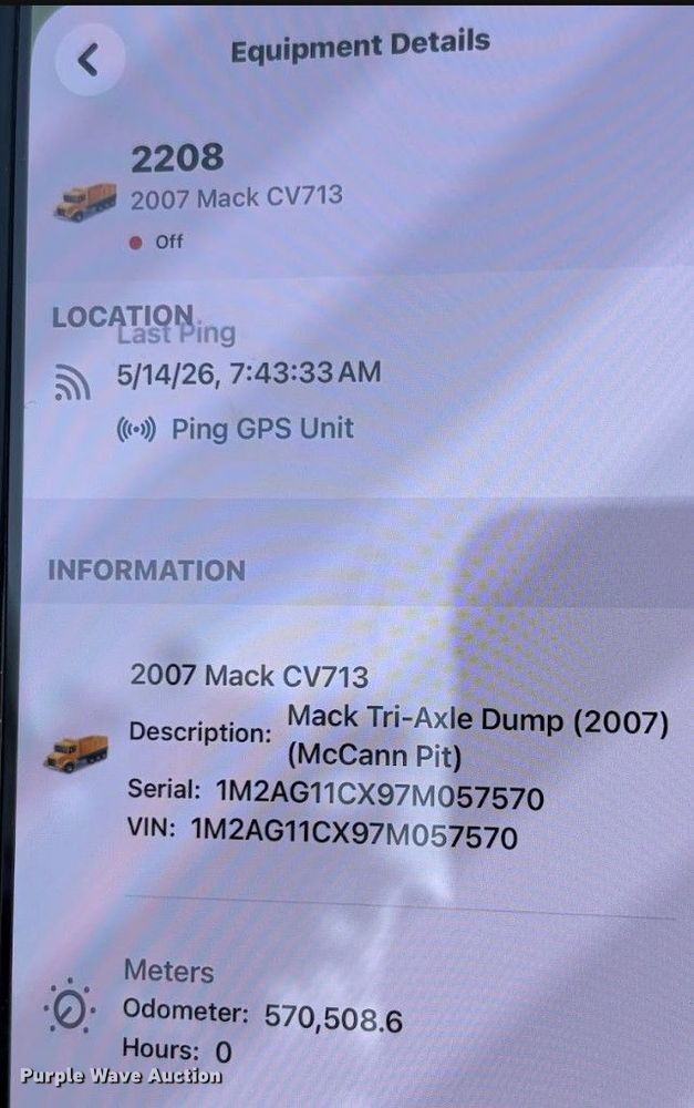 image for item ET2009 2007 Mack CV713 dump truck