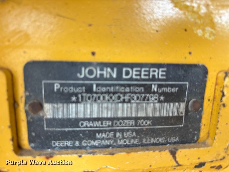 image for item ET2011 2017 John Deere 700K LGP dozer