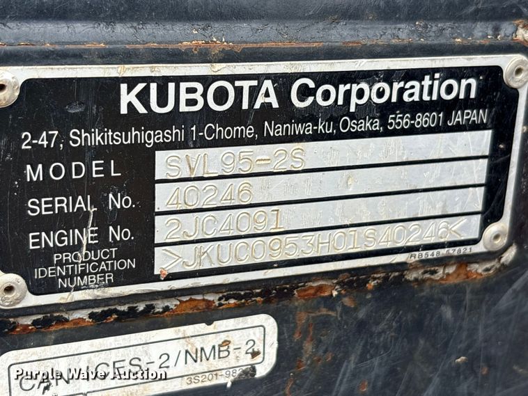 image for item ET2012 2018 Kubota SVL 95 tracked skid steer loader