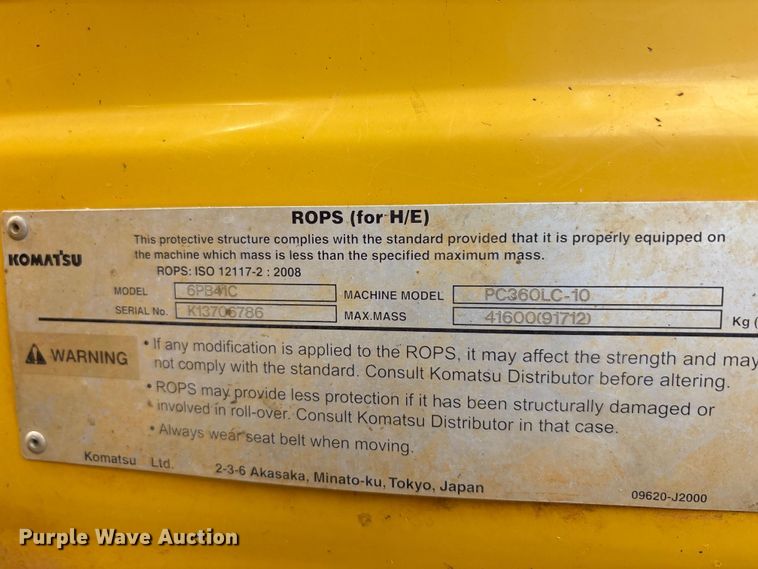 image for item ET2013 2014 Komatsu PC360LC-10 excavator
