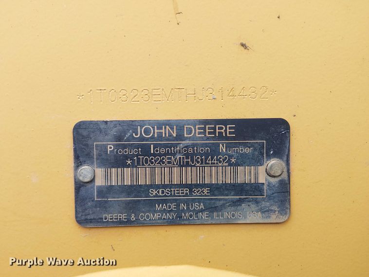 image for item ET2027 2017 John Deere 323E tracked skid steer loader
