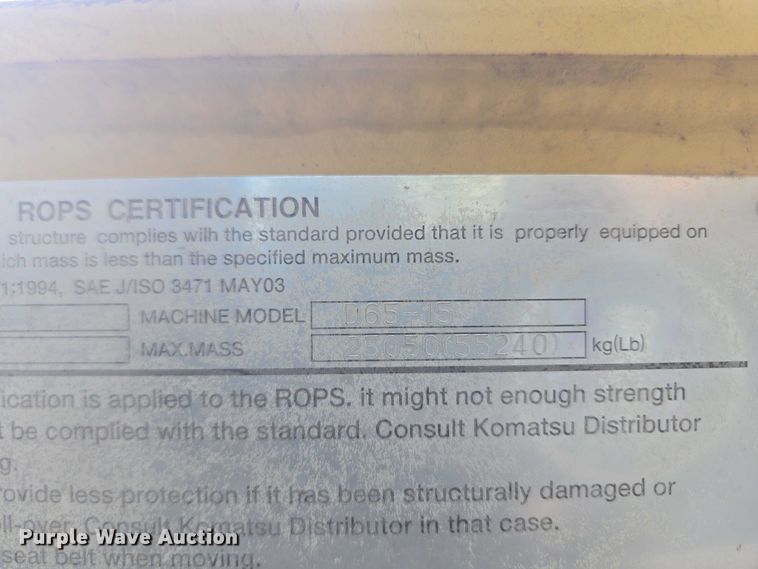 image for item ET5046 2006 Komatsu D65PX-15E0 dozer