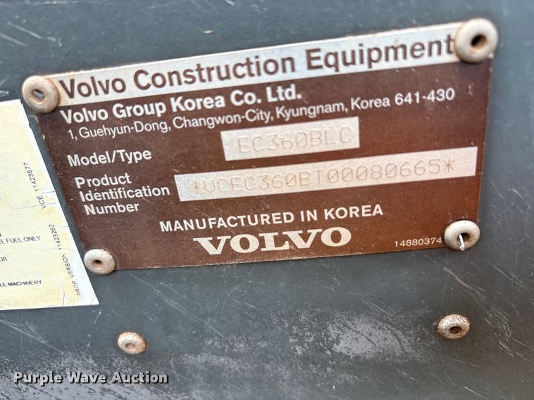 image for item EU5522 Volvo EC360B LC excavator
