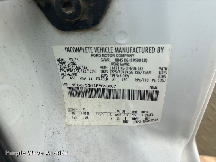 image for item EU5526 2015 Ford F550 Super Duty XL utility / service truck