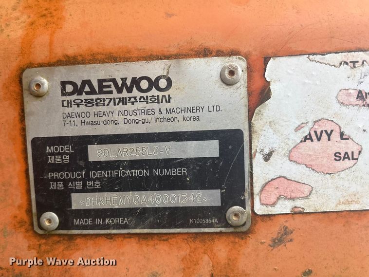 image for item EV2893 2009 Daewoo SOLAR255LC-V excavator