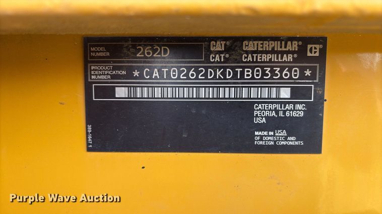 image for item EV2939 2015 Caterpillar 262D skid steer loader