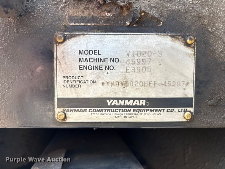 image for item EV2964 2014 Yanmar VIO20 mini excavator