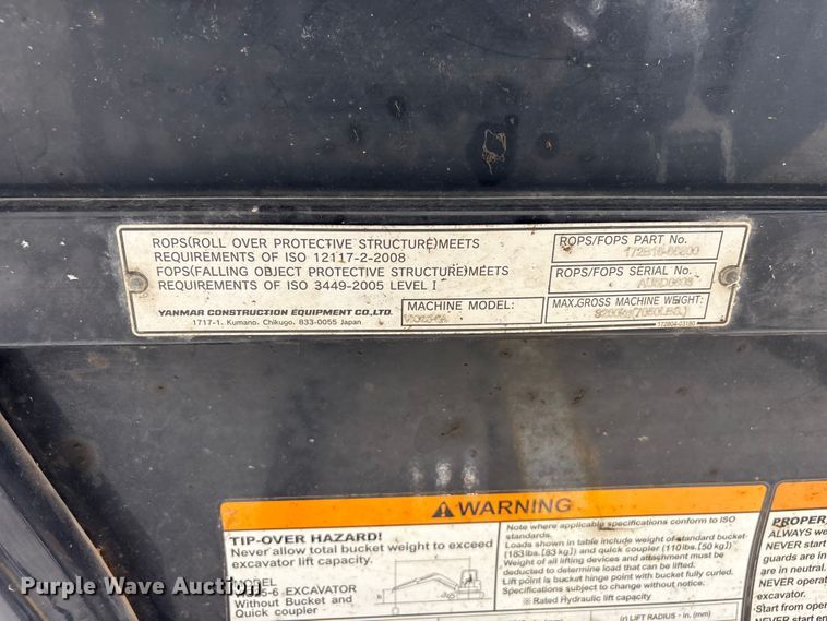 image for item EV2965 2016 Yanmar VIO25 mini excavator