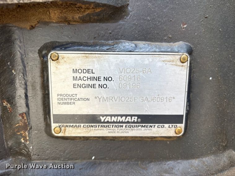 image for item EV2965 2016 Yanmar VIO25 mini excavator