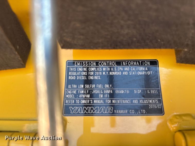 image for item EV2980 2018 Yanmar VIO17-A mini excavator