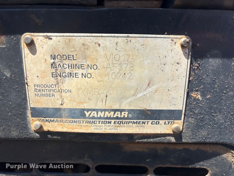 image for item EV2980 2018 Yanmar VIO17-A mini excavator