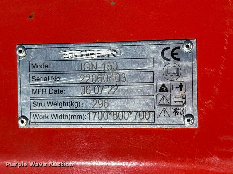 image for item EW4596 2022 Hanmey IGN-150 tiller