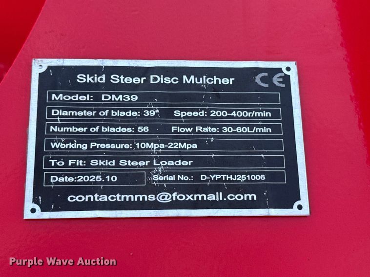 image for item EW4598 2025 GIYI DM39 skid steer mulcher