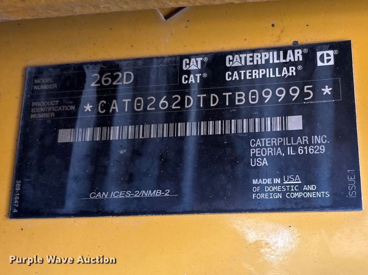 image for item FB3461 2019 Caterpillar 262D skid steer loader