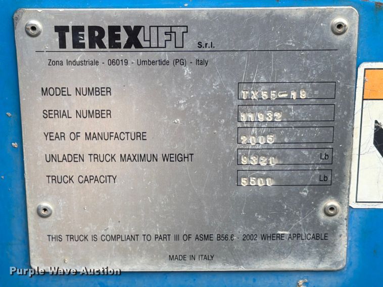 image for item FB8142 2005 Terex TX 55-19 telehandler