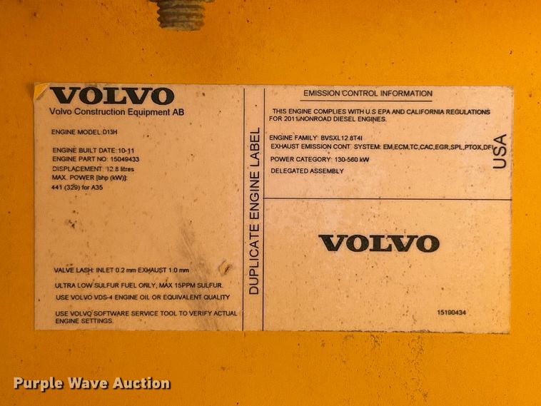 image for item FC2525 2012 Volvo A35F articulated haul truck
