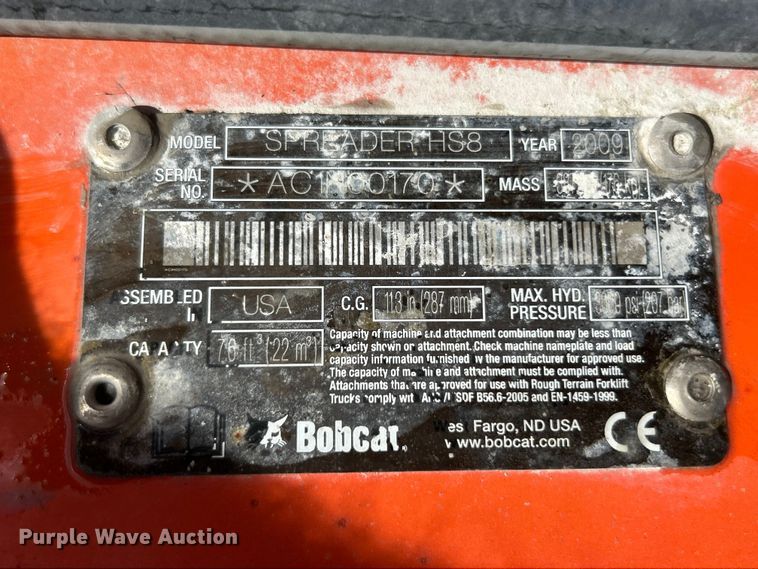 image for item FC2550 2009 Bobcat Spreader HS8 skid steer spreader