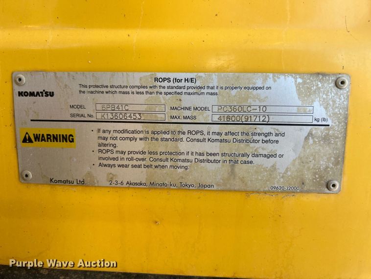 image for item FC2571 2014 Komatsu PC360LC-10 excavator