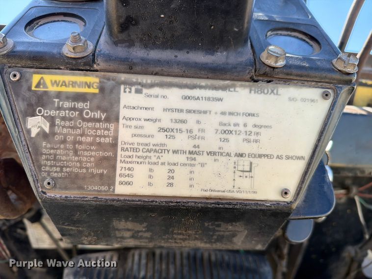 image for item FC3054 Hyster H80XL forklift