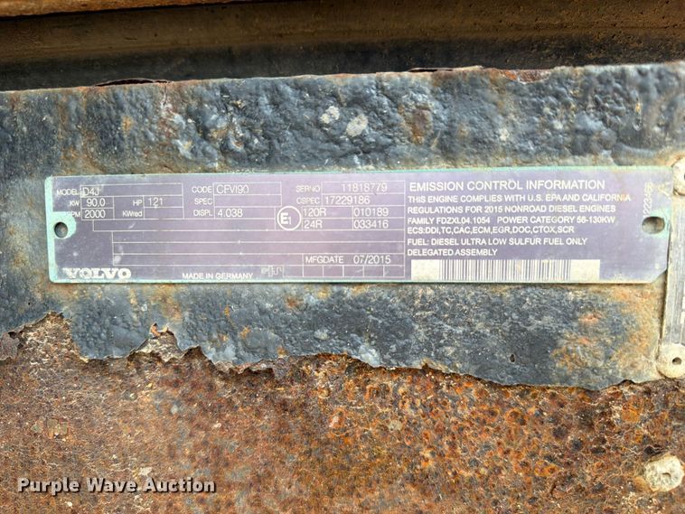 image for item FC3086 2017 Volvo EC140EL excavator