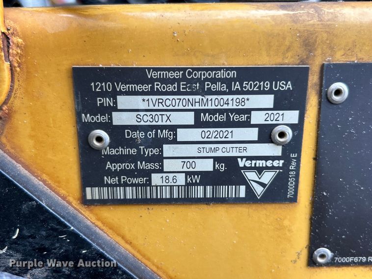image for item FC5470 2021 Vermeer SC30TX stump grinder
