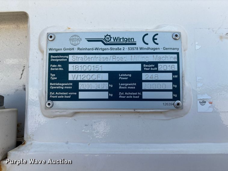 image for item FC5592 2016 Wirtgen W120CFi milling machine