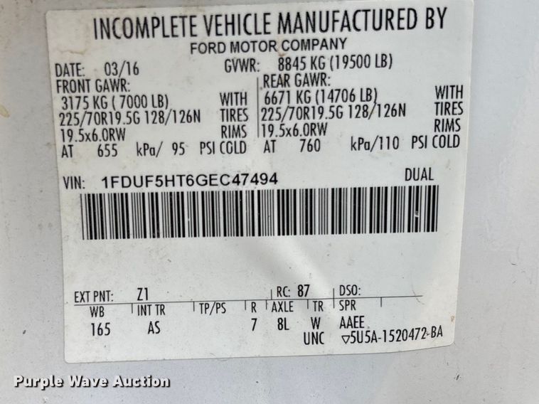 image for item FC5601 2016 Ford F550 Super Duty XL bucket truck
