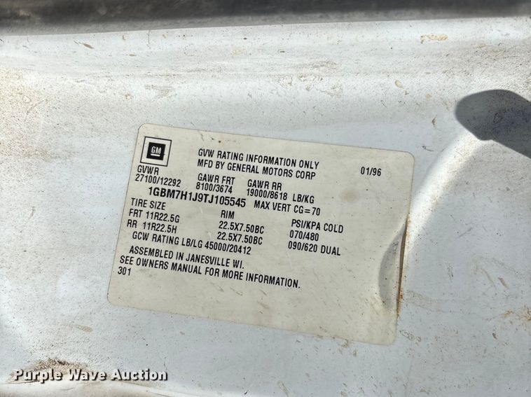 image for item FC5715 1996 Chevrolet C7 dump truck