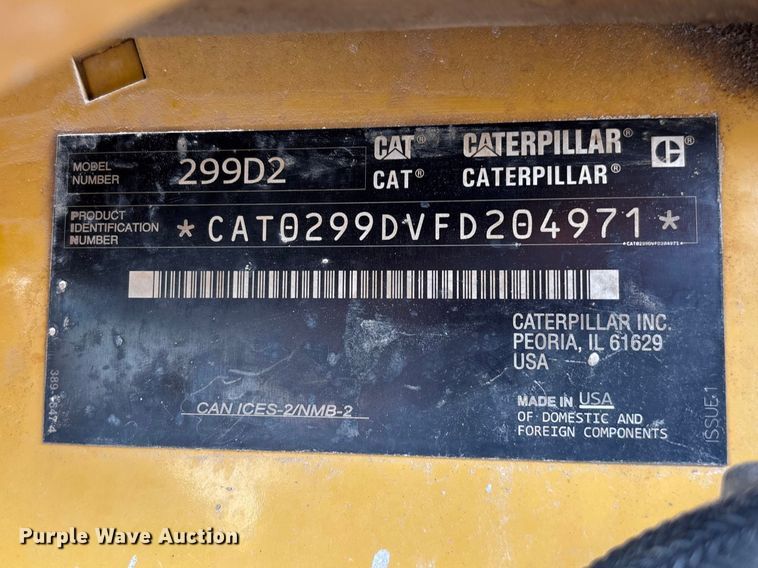 image for item FG0320 2019 Caterpillar 299D2 tracked skid steer loader