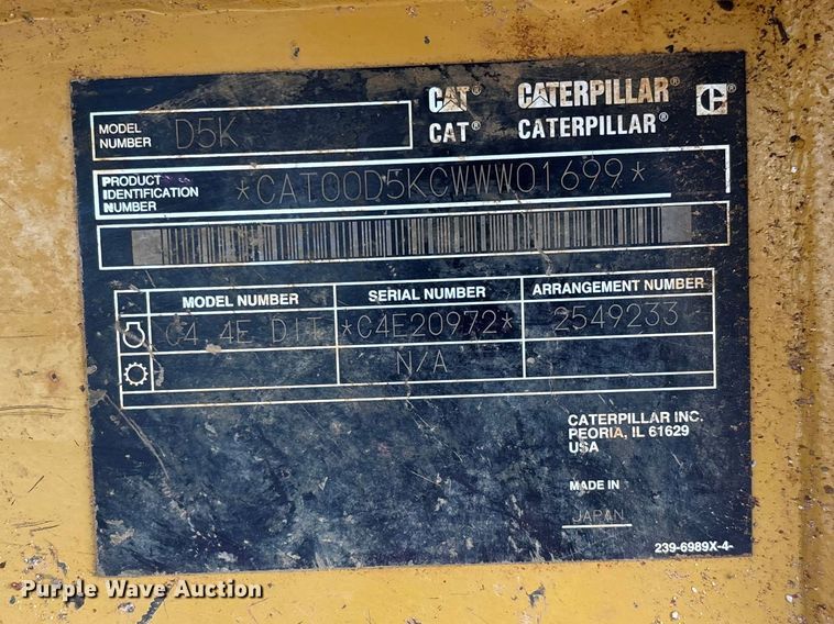 image for item FG0330 2012 Caterpillar D5K XL dozer