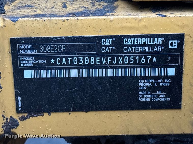 image for item FG0331 2016 Caterpillar 308E2 CR excavator